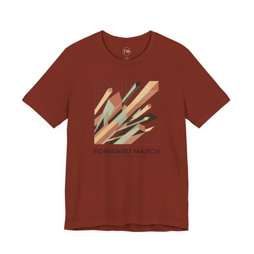 Forward March Graphic Tee — Retro Geometric Art T‑Shirt
