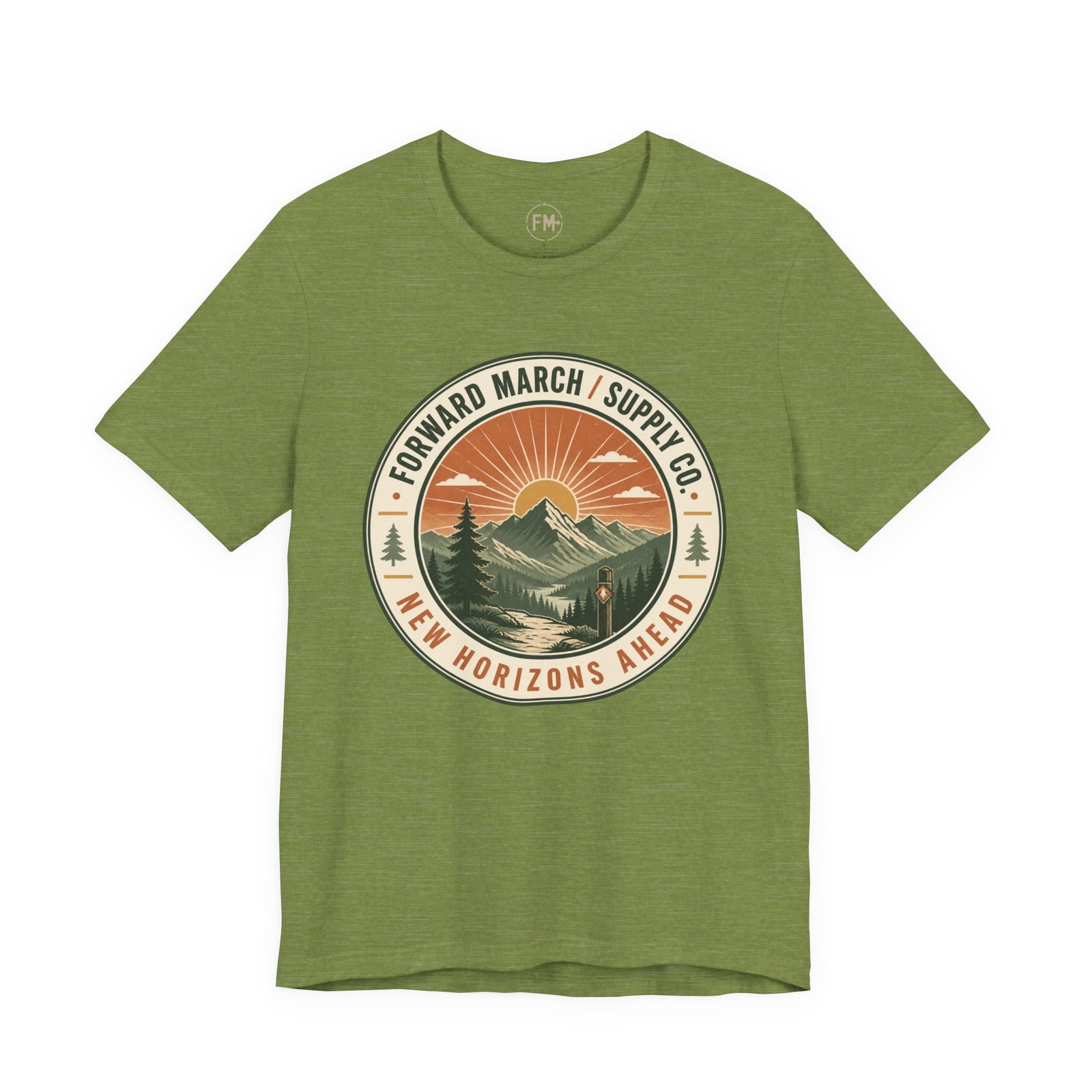 New Horizons Ahead Mountain Badge Tee — Forward March Supply Co. Graphic T-Shirt