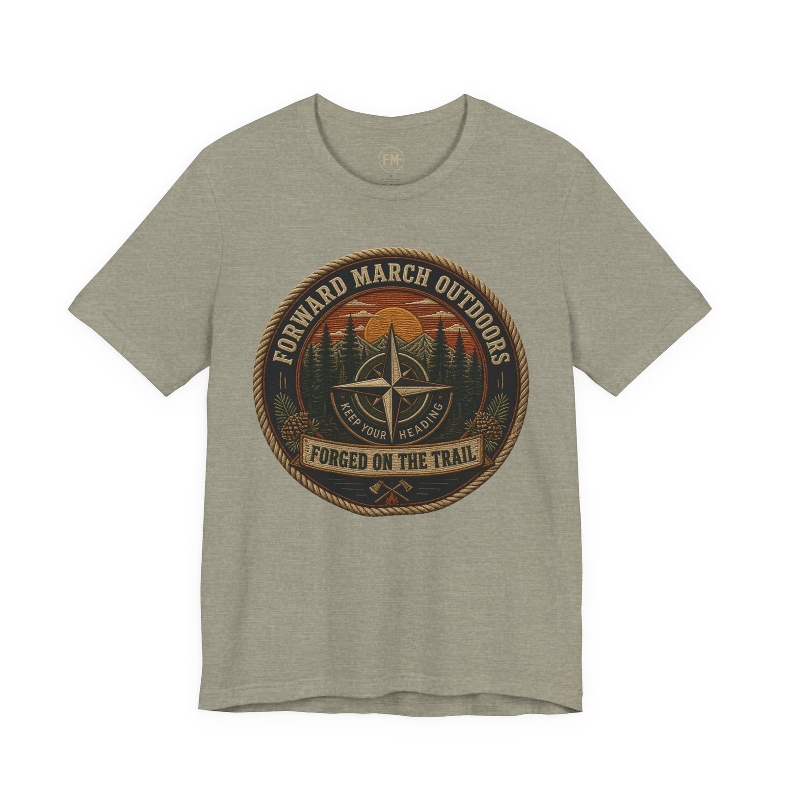 Outdoor Compass T‑Shirt — “Forward March Outdoors: Forged on the Trail”